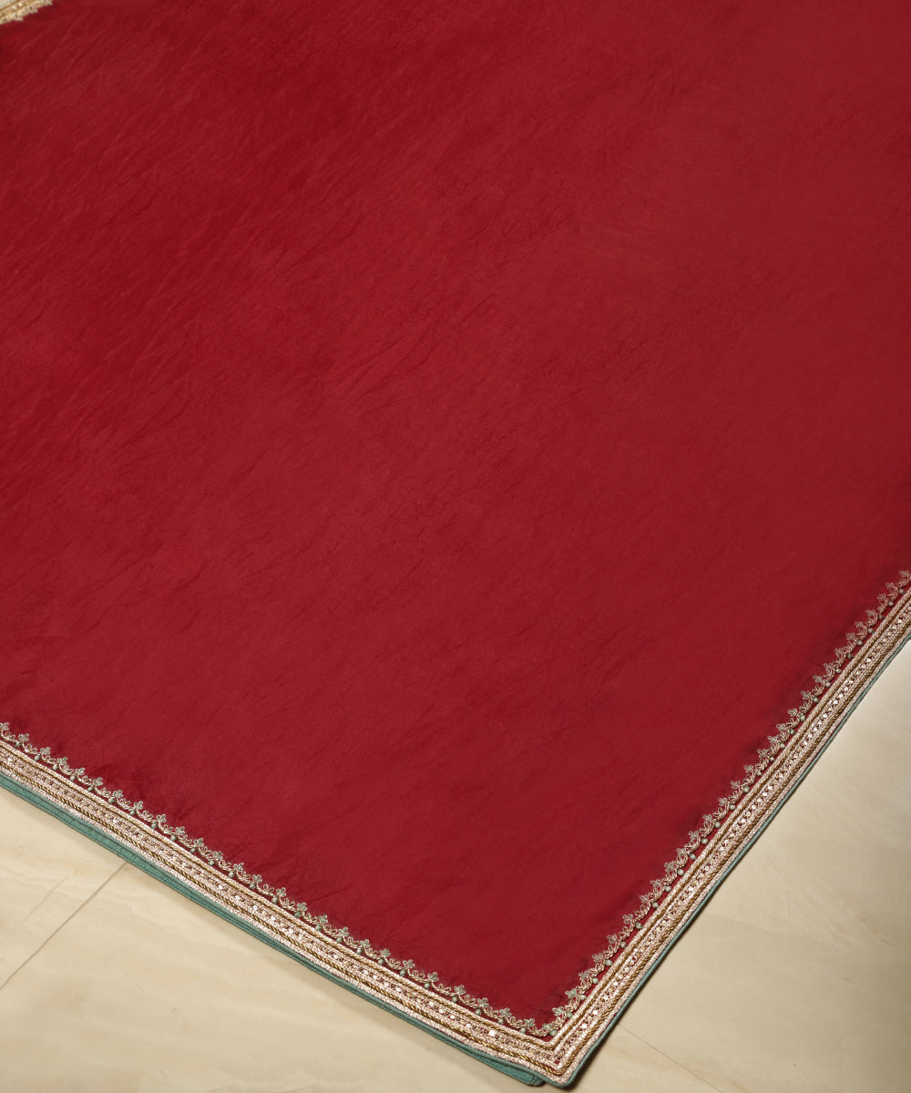 Maroon_Red_Handloom_Organza_Zardozi_Embroidered_Dupatta_WeaverStory_03