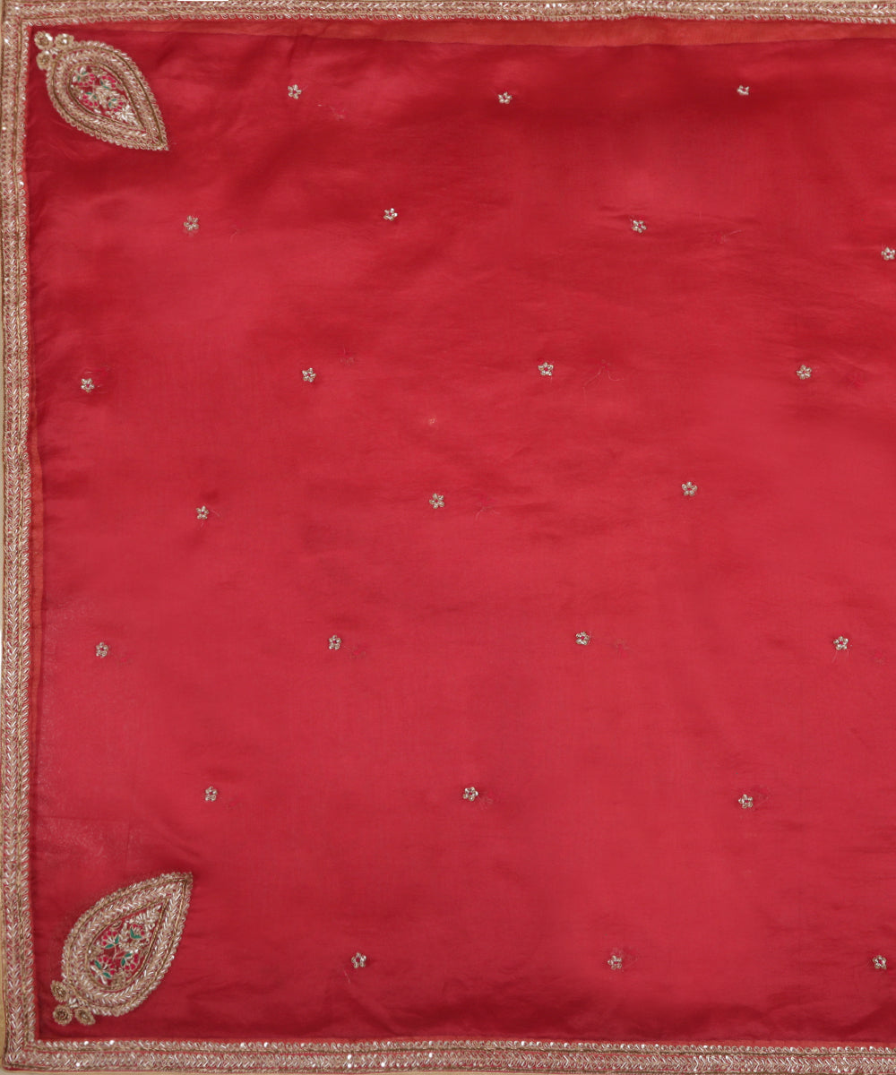 Bright_Red_Handloom_Zardozi_Embroidered_Pure_Organza_Dupatta_WeaverStory_02