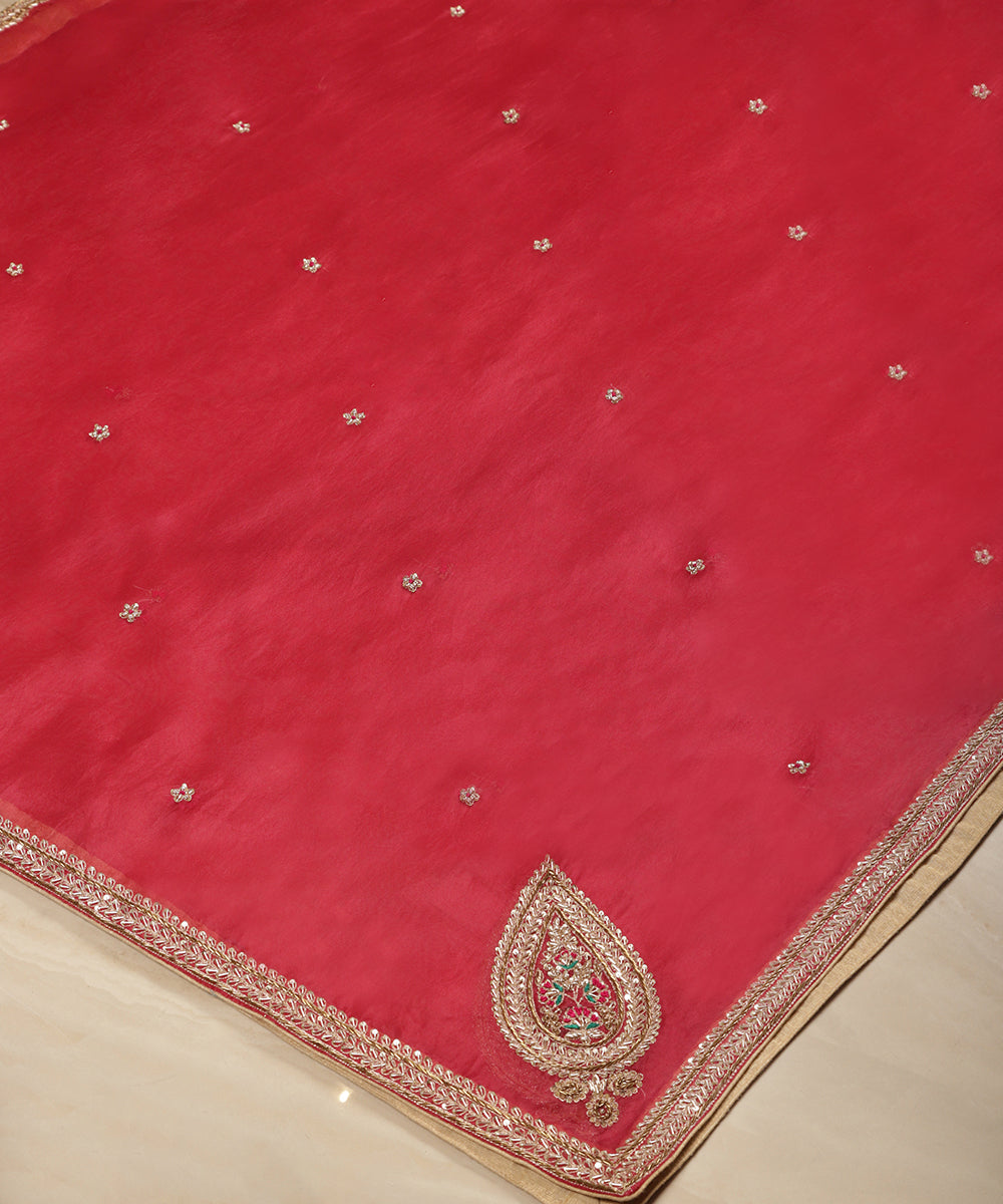 Bright_Red_Handloom_Zardozi_Embroidered_Pure_Organza_Dupatta_WeaverStory_03