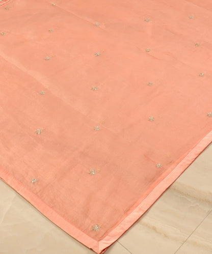 Light_Peach_Handloom_Organza_Dupatta_With_Hand_Embroidered_Booti_WeaverStory_03
