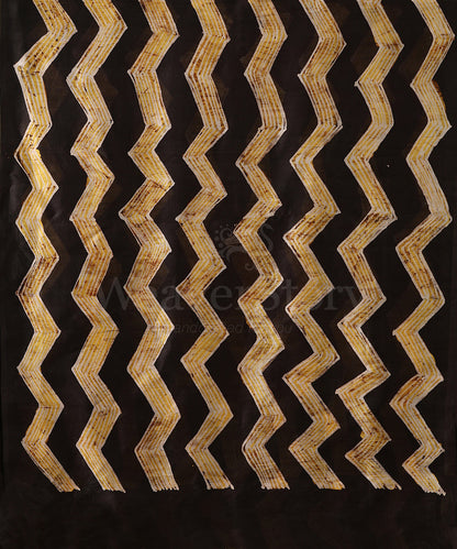 Handloom_Black_And_Yellow_Hand_Batik_Mulberry_Silk_Saree_With_Zig_Zag_Border_And_Pallu_WeaverStory_05