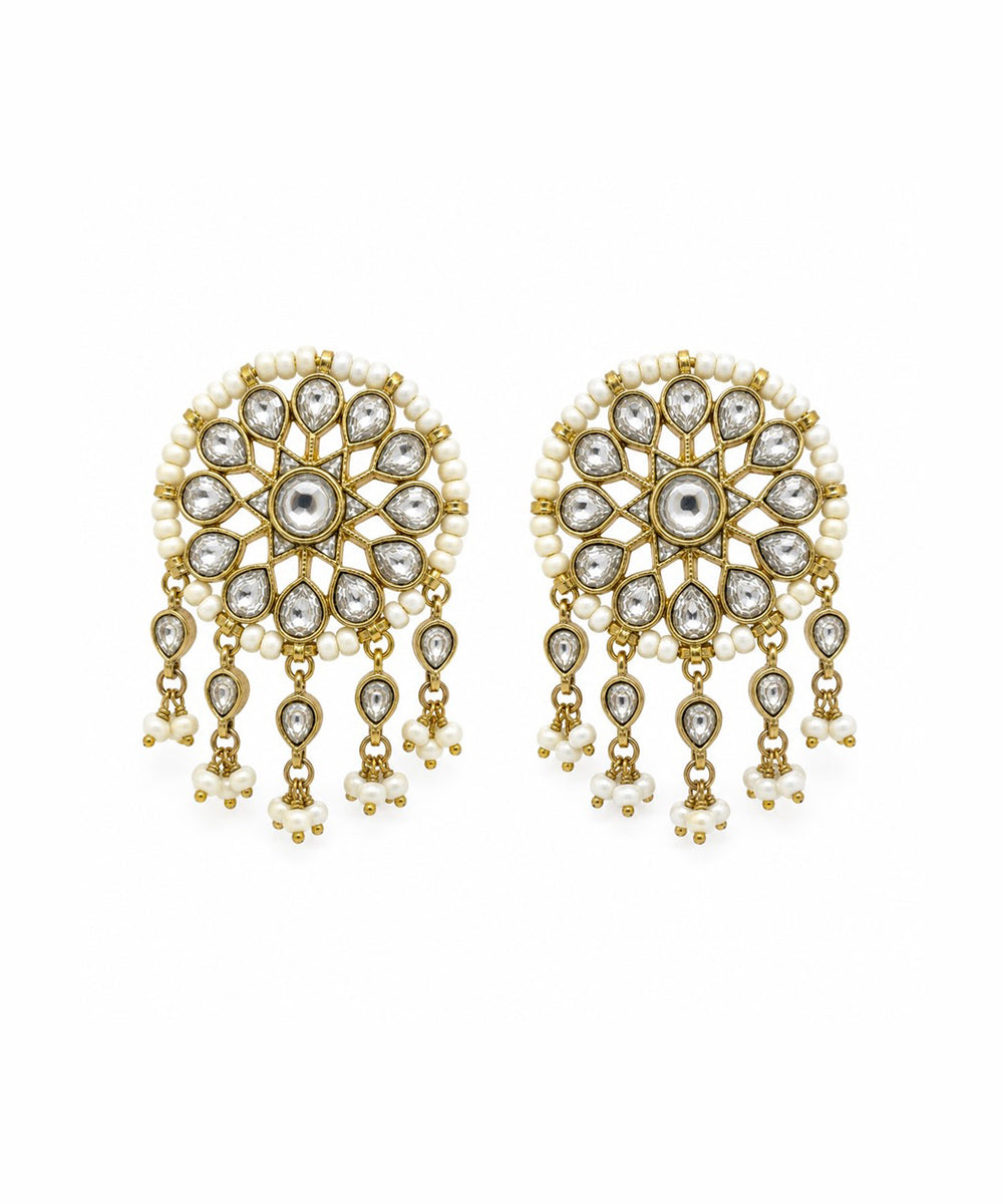 Mandala Pearl Stud Earrings