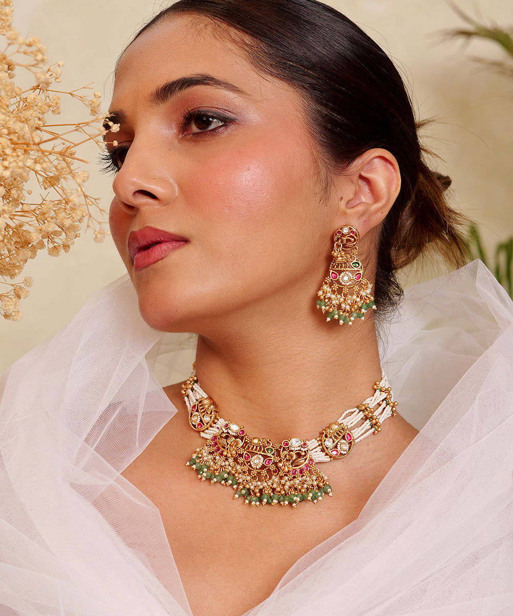 Morni Kundan Pearl Necklace Set