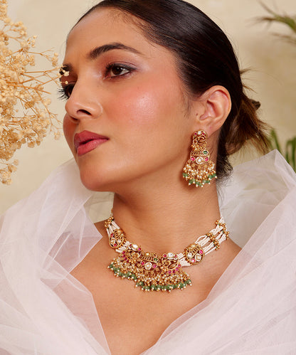 Morni Kundan Pearl Necklace Set