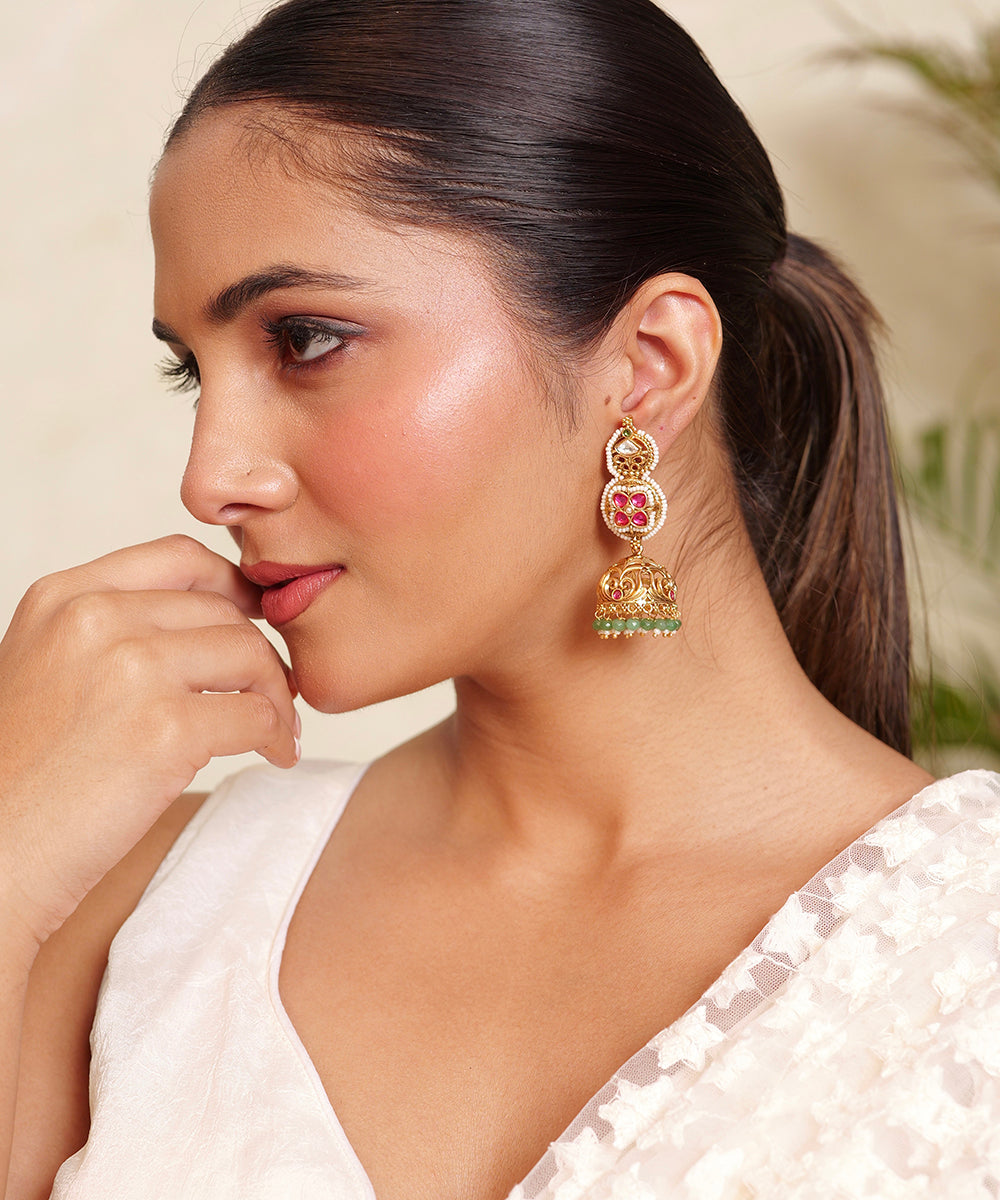 Gulnaar Ruby Temple Jhumkas