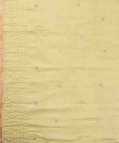 Lime_Green_Handloom_Chanderi_Silk_Dupatta_With_Gota_Floral_Booties_And_Kiran_Lace_WeaverStory_02