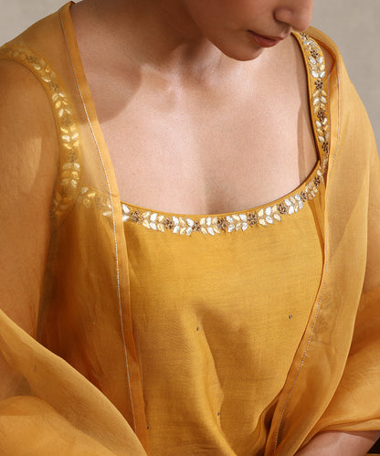 Mustard_Hand_Embroidered_Pure_Chanderi_Gota_Patti_Gharara_Set_With_Organza_Dupatta_WeaverStory_06