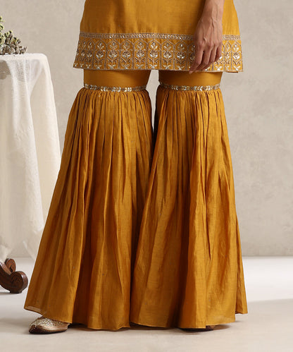 Mustard_Hand_Embroidered_Pure_Chanderi_Gota_Patti_Gharara_Set_With_Organza_Dupatta_WeaverStory_07