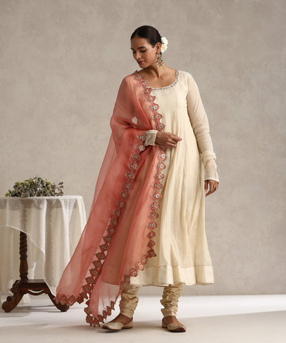 Offwhite_Hand_Embroidered_Pure_Chanderi_Gota_Patti_Anarkali_Set_WeaverStory_01