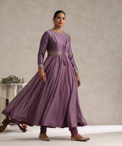 Purple_Hand_Embroidered_Gota_Patti_Anarkali_Set_And_Macthing_Koti_WeaverStory_01