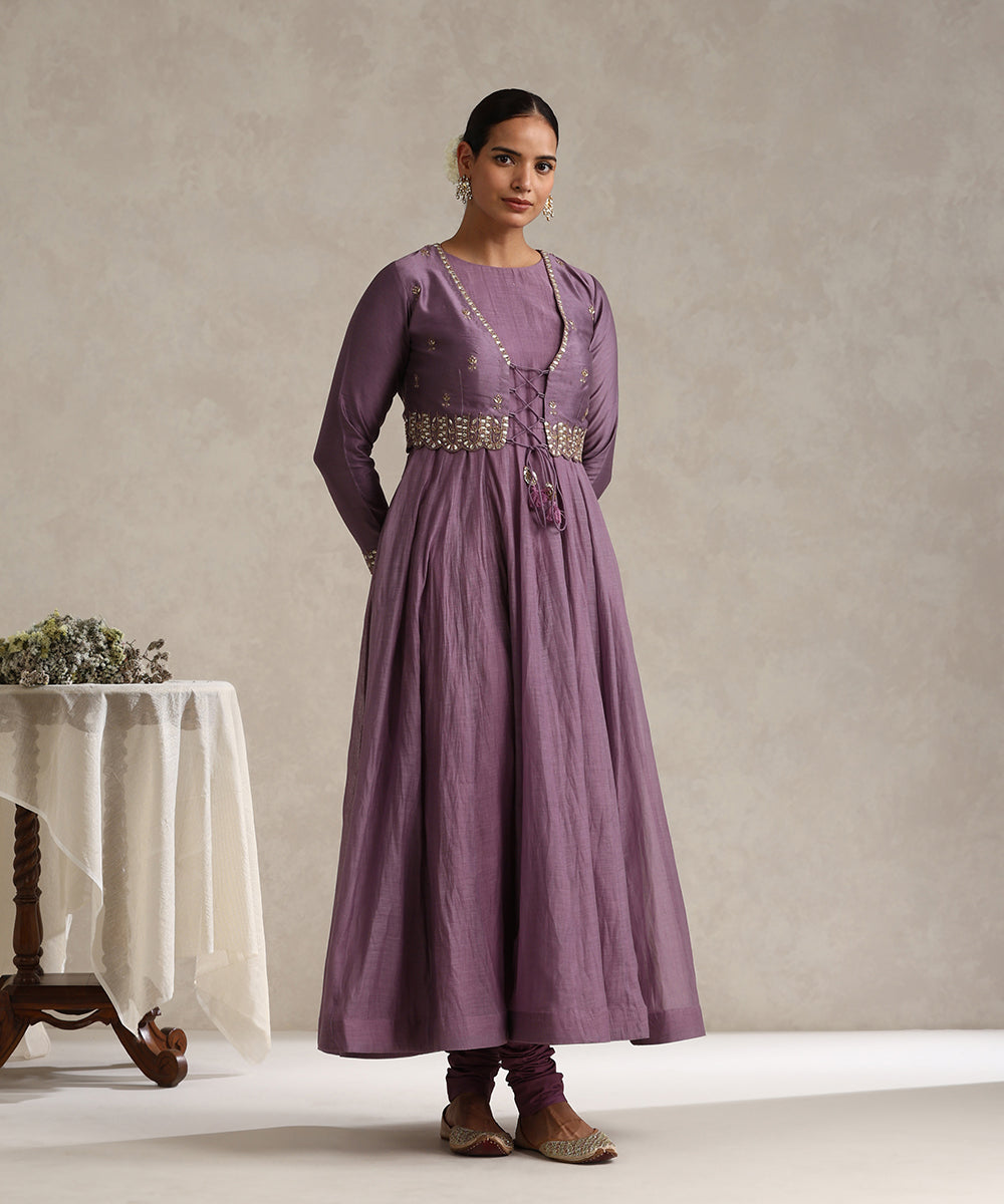 Purple_Hand_Embroidered_Gota_Patti_Anarkali_Set_And_Macthing_Koti_WeaverStory_03