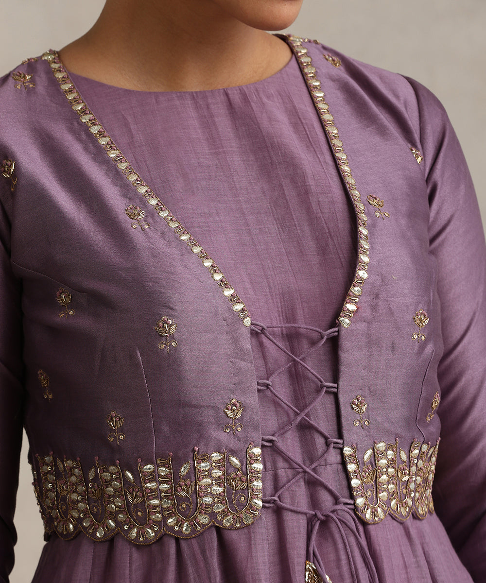 Purple_Hand_Embroidered_Gota_Patti_Anarkali_Set_And_Macthing_Koti_WeaverStory_05