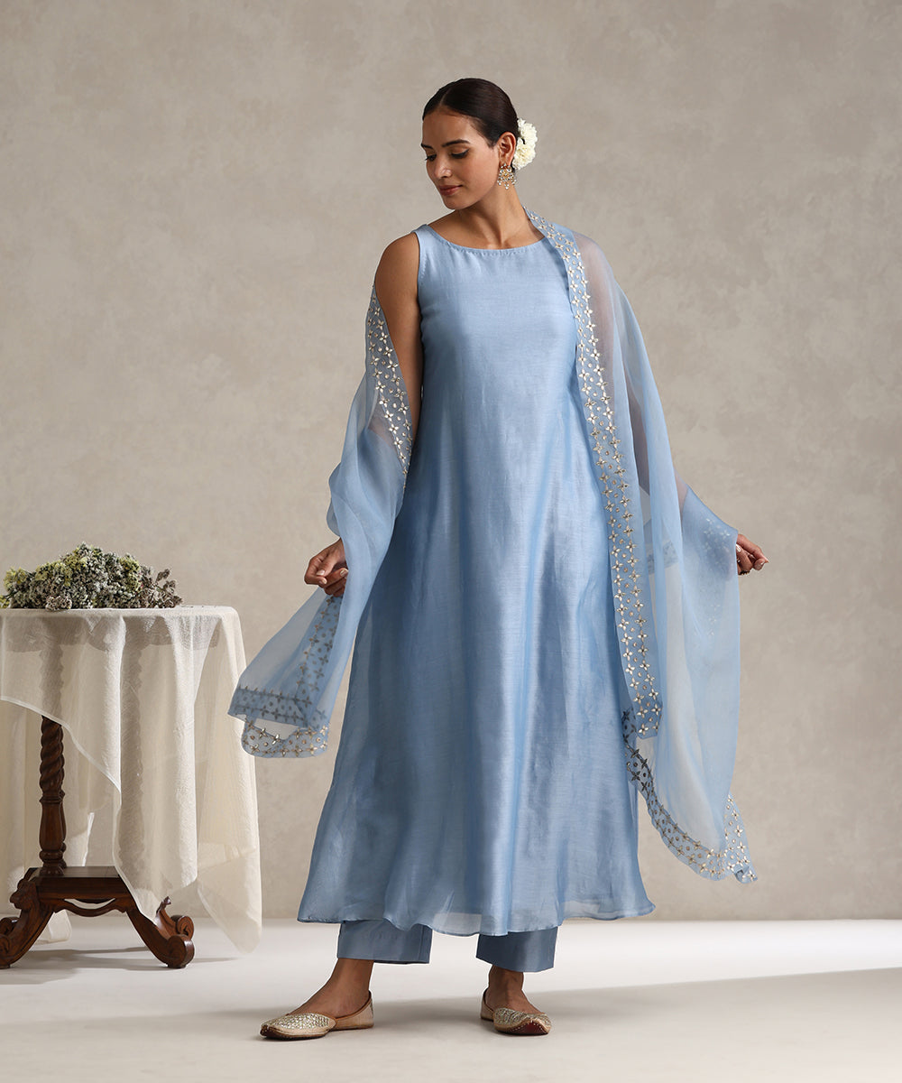 Light_Blue_Hand_Embroidered_Pure_Chanderi_Full_Lenght_Kurta_Set_WeaverStory_01