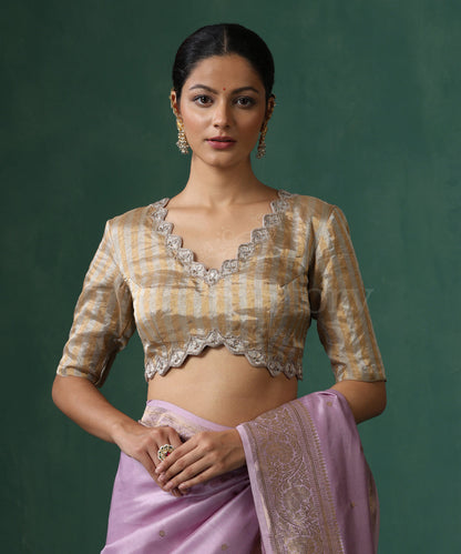 Gold_And_Silver_Pure_Tissue_Silk_Blouse_With_Scalloped_Embroidery_WeaverStory_02