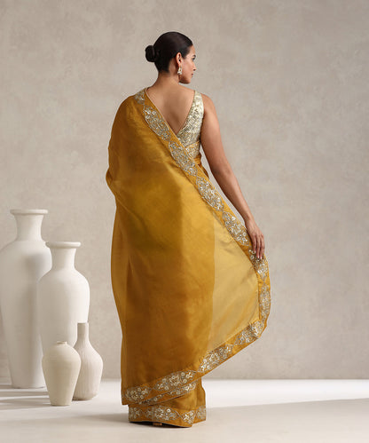 Mustard_Organza_Gota_Patti_Saree_With_Medallion_Motifs_Borders_WeaverStory_03