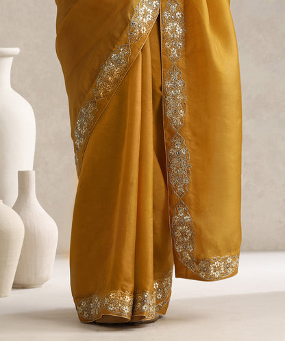 Mustard_Organza_Gota_Patti_Saree_With_Medallion_Motifs_Borders_WeaverStory_05