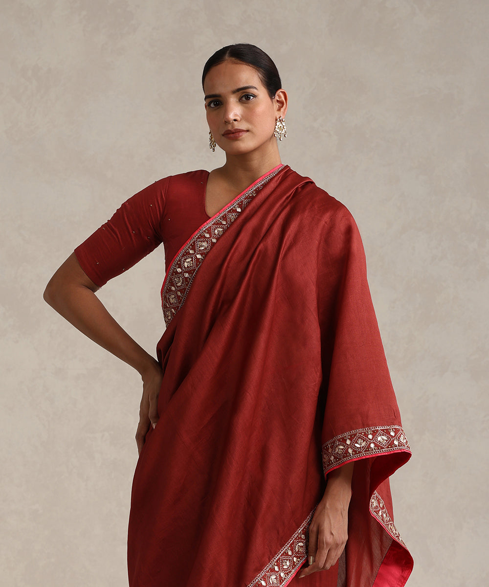 Maroon_Chanderi_Blouse_With_Gota_Patti_Hand_Embroidery_WeaverStory_01