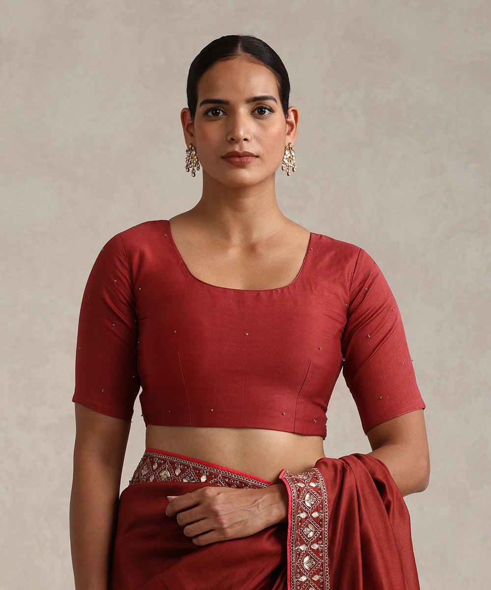 Maroon_Chanderi_Blouse_With_Gota_Patti_Hand_Embroidery_WeaverStory_02