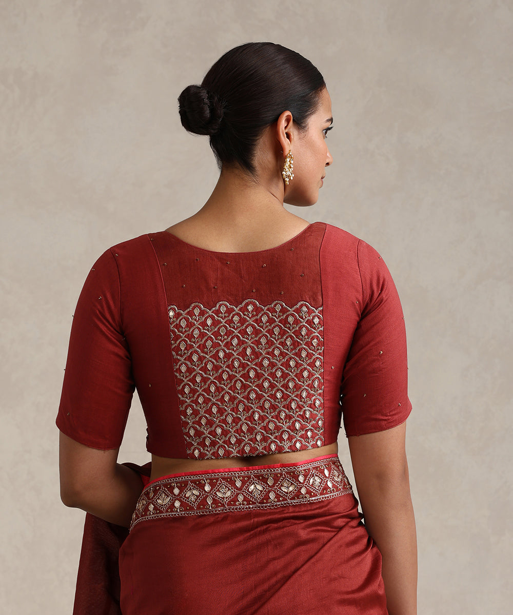 Maroon_Chanderi_Blouse_With_Gota_Patti_Hand_Embroidery_WeaverStory_03