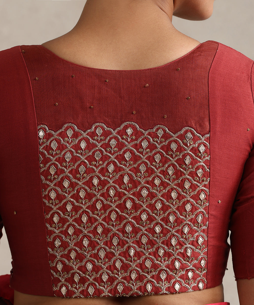 Maroon_Chanderi_Blouse_With_Gota_Patti_Hand_Embroidery_WeaverStory_04