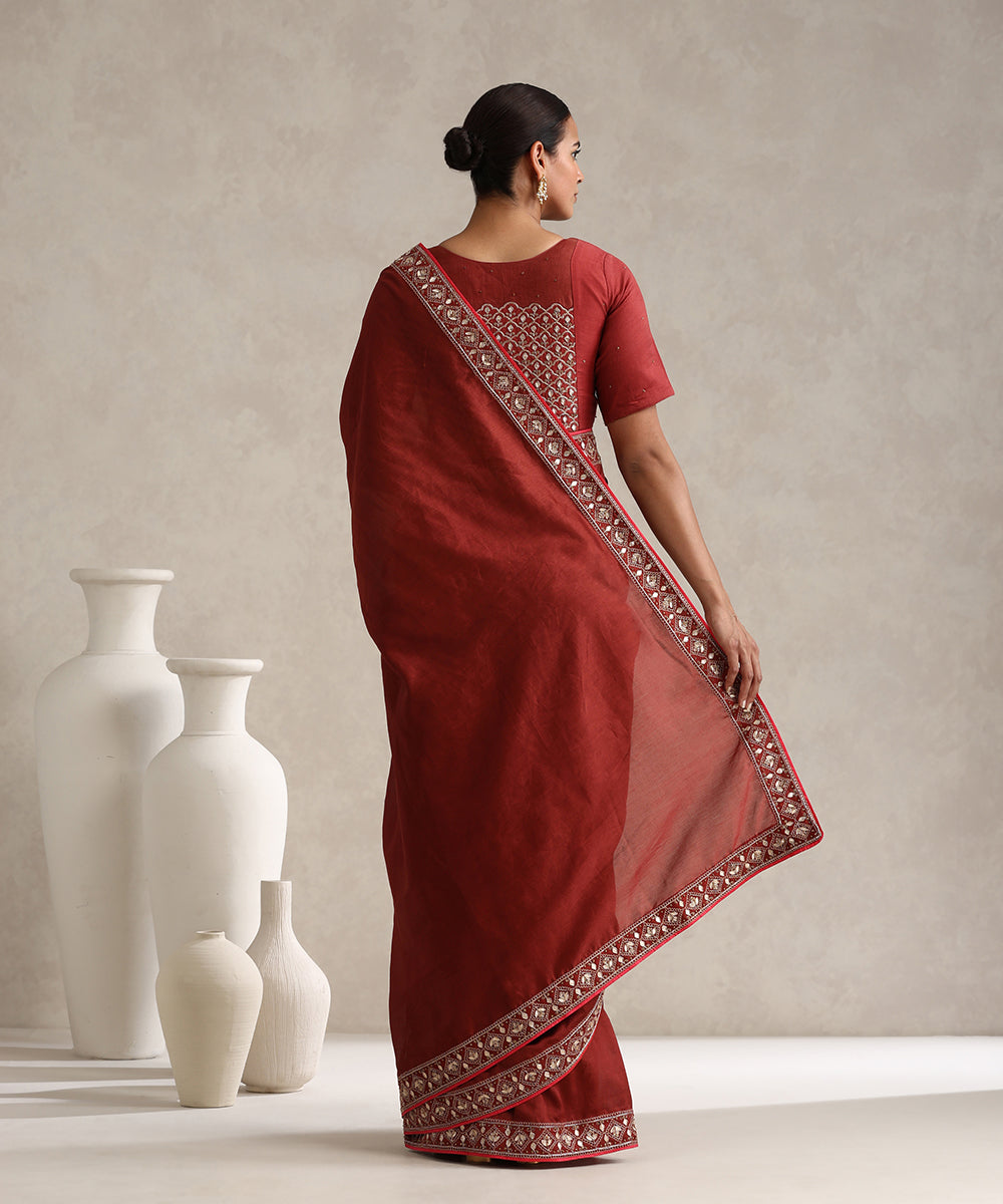 Maroon_Chanderi_Saree_With_Hand_Embroidered_Scalloped_Border_WeaverStory_03