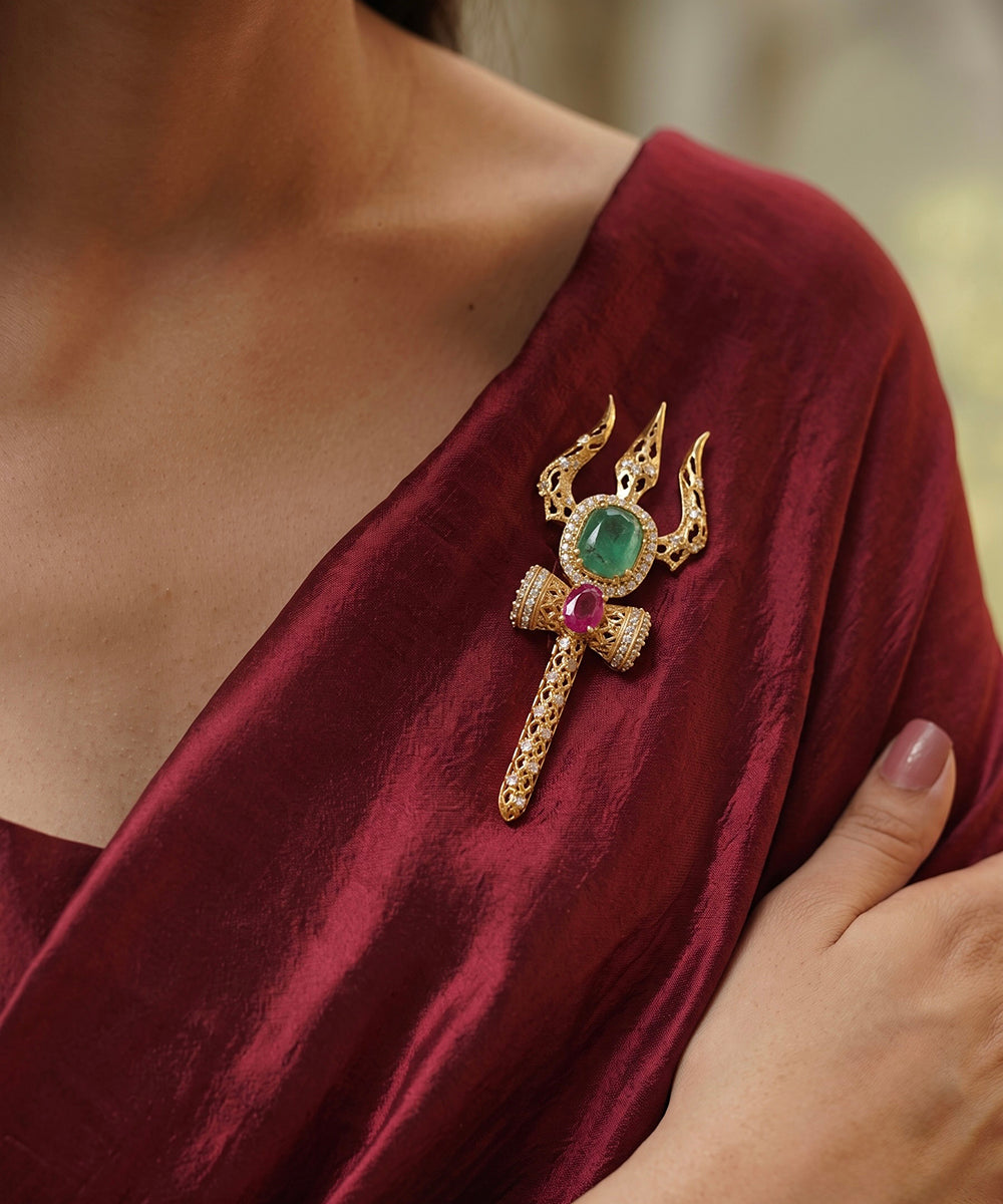 Shakti Trishul Brooch