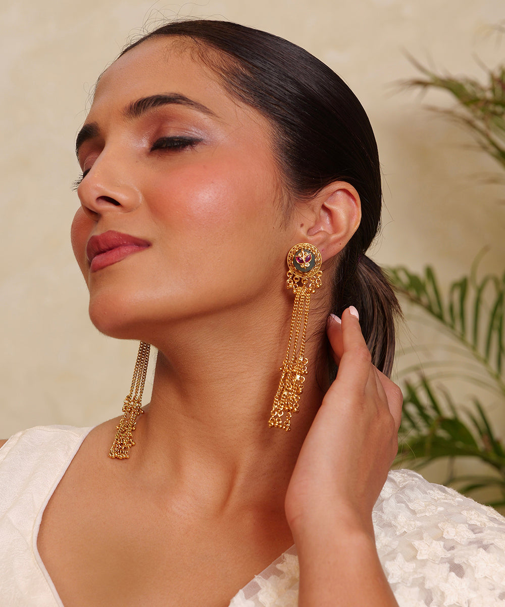 Neel Kamal Chain Tassel Earrings