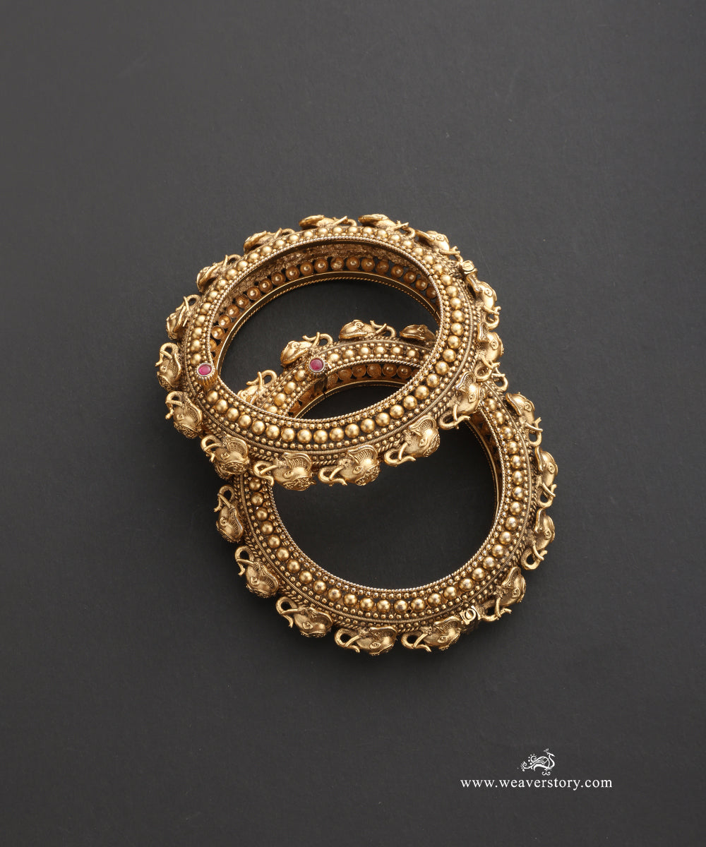 Zinal Handcrafted Gold Plated Alloy Bangles Set