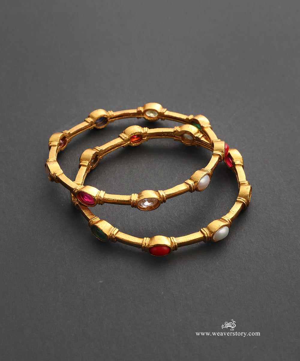 Lina Handcrafted Gold Plated Alloy Bangles Set