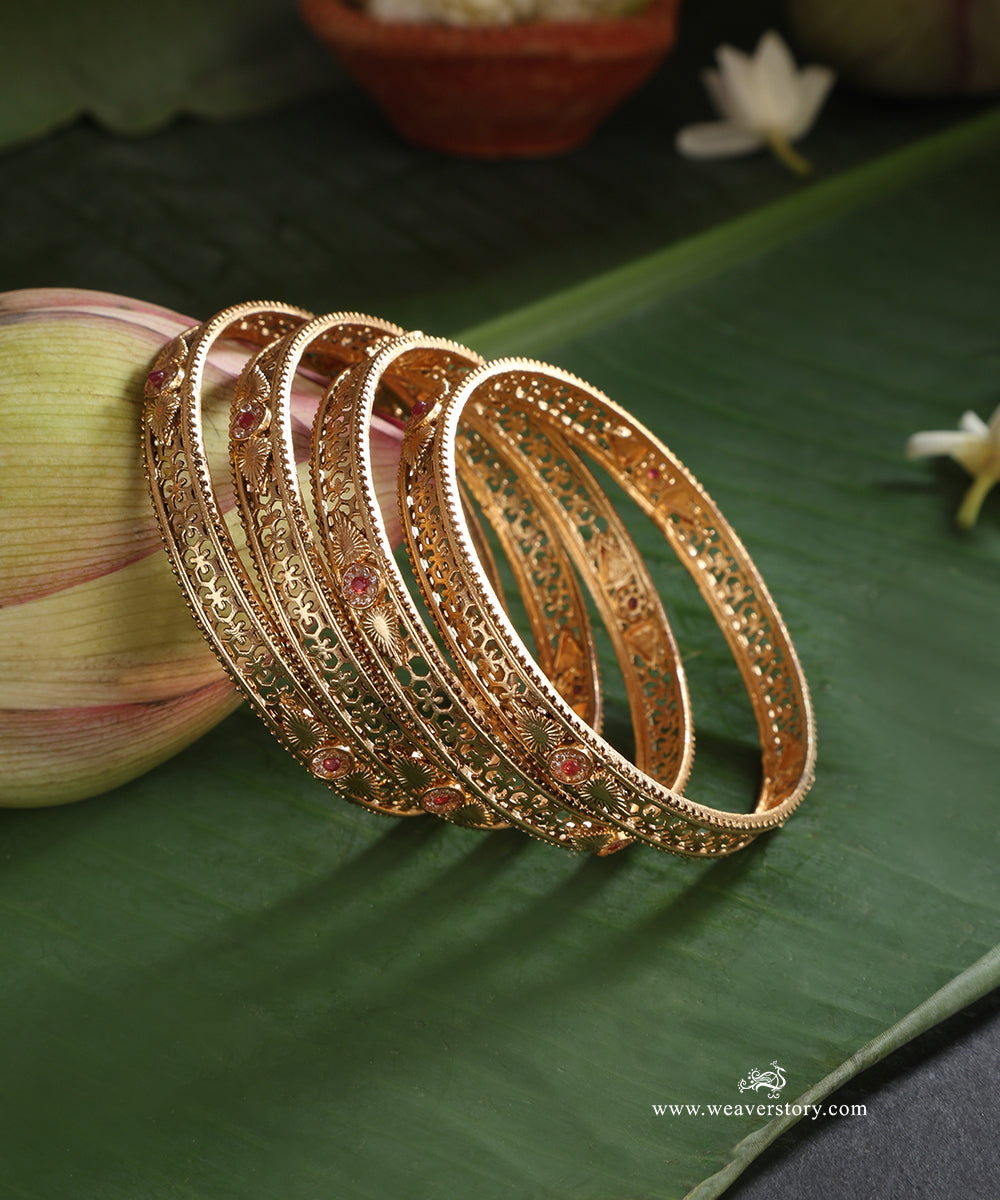 Asma Handcrafted Gold Plated Alloy Bangles Set Of 4