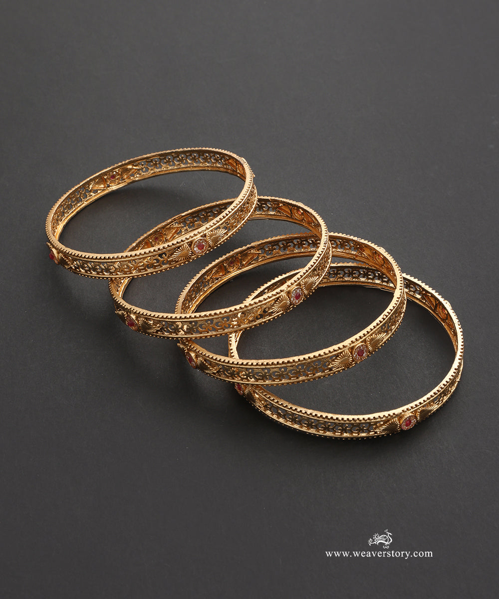 Asma Handcrafted Gold Plated Alloy Bangles Set Of 4