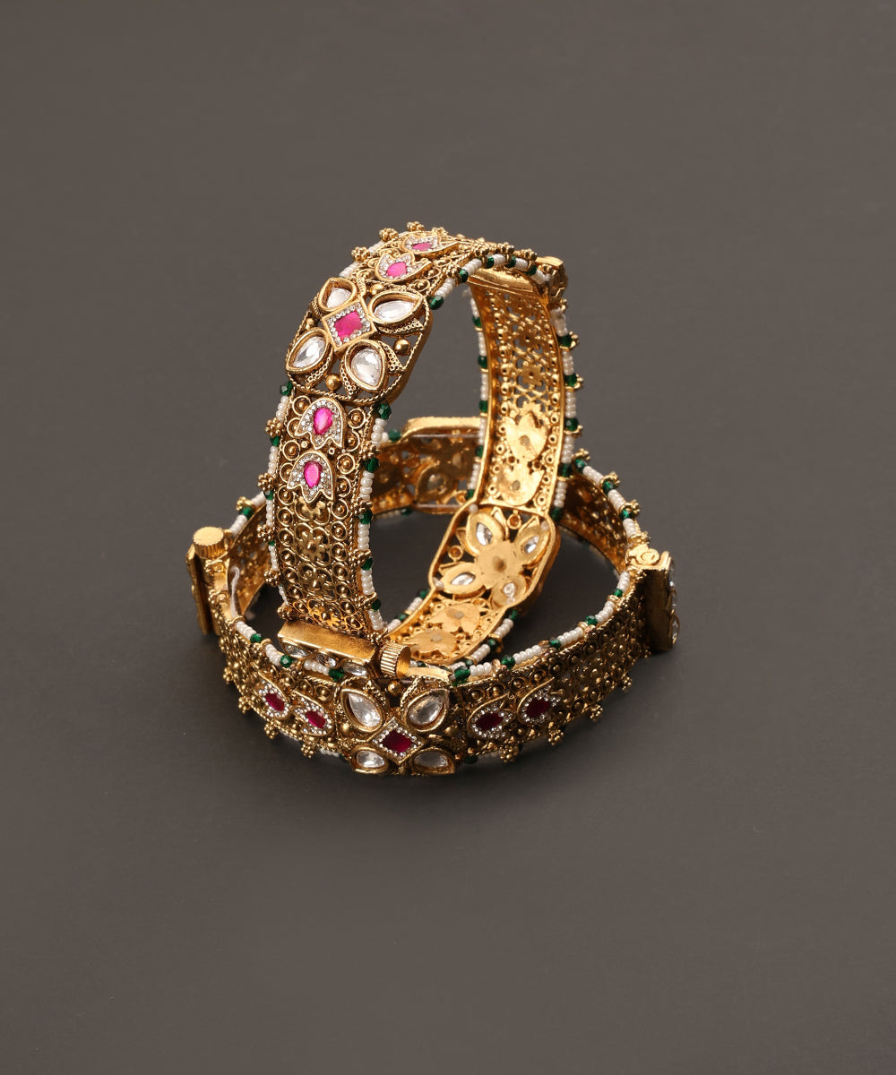 Dhara_Handcrafted_Alloy_Gold_Plated_Bangles_With_Semi_Precious_Stones_And_Pearls_WeaverStory_03