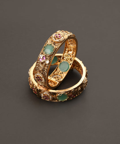 Anam_Handcrafted_Alloy_Gold_Plated_Bangles_With_Semi_Precious_Stones_In_Floral_Motifs_WeaverStory_03