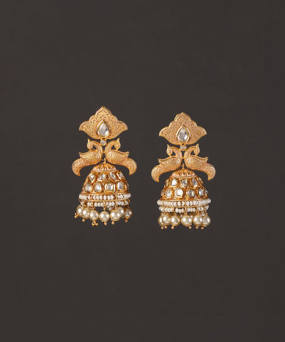 Mannat_Handcrafted_Alloy_Gold_Plated_Jhumki_Earrings_With_Peacock_Motifs_With_Semi_Precious_Stones_And_Pearls_WeaverStory_02