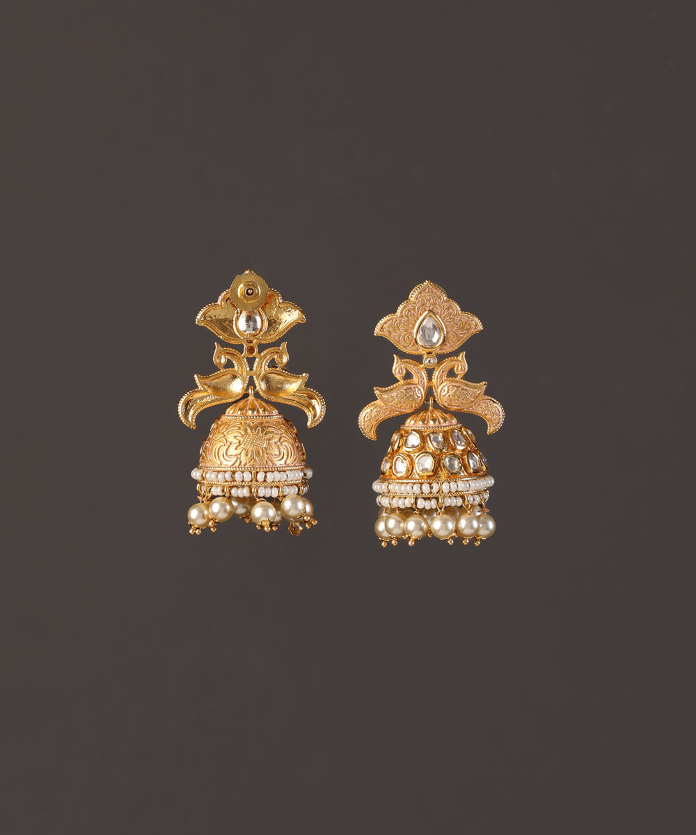 Mannat_Handcrafted_Alloy_Gold_Plated_Jhumki_Earrings_With_Peacock_Motifs_With_Semi_Precious_Stones_And_Pearls_WeaverStory_03