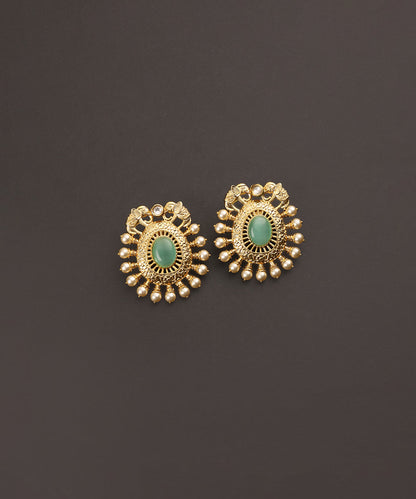 Hina_Handcrafted_Alloy_Gold_Plated_Earrings_With_Blue_Semi_Precious_Stone_And_Pearls_WeaverStory_02