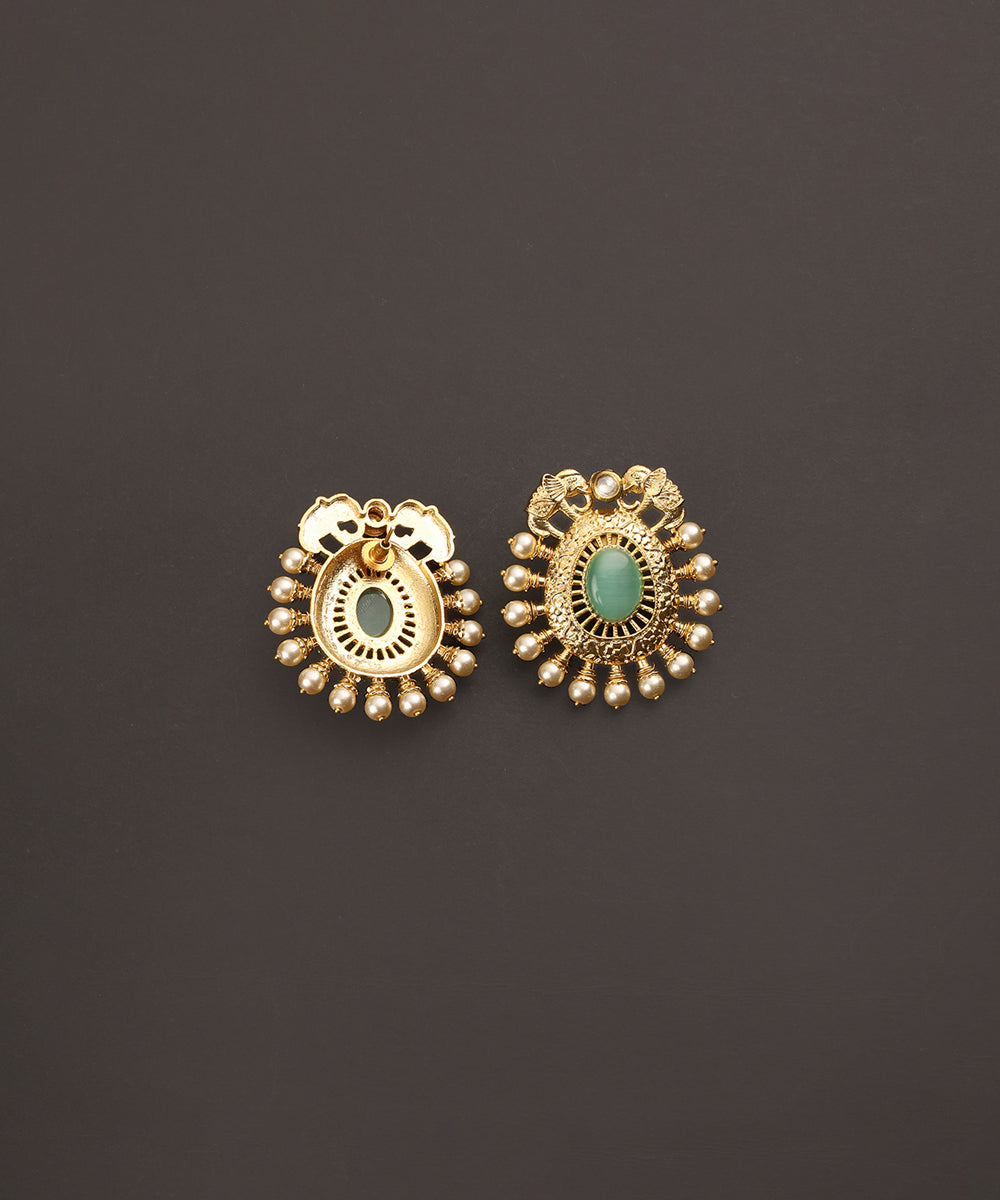 Hina_Handcrafted_Alloy_Gold_Plated_Earrings_With_Blue_Semi_Precious_Stone_And_Pearls_WeaverStory_03