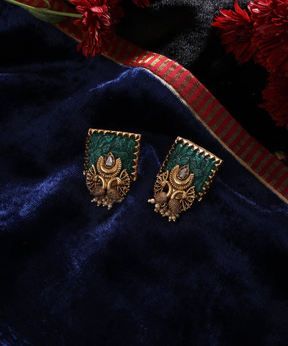 Gul_Handcrafted_Alloy_Gold_Plated_Earrings_With_Peacock_Motifs_And_Semi_Precious_Stones_WeaverStory_01