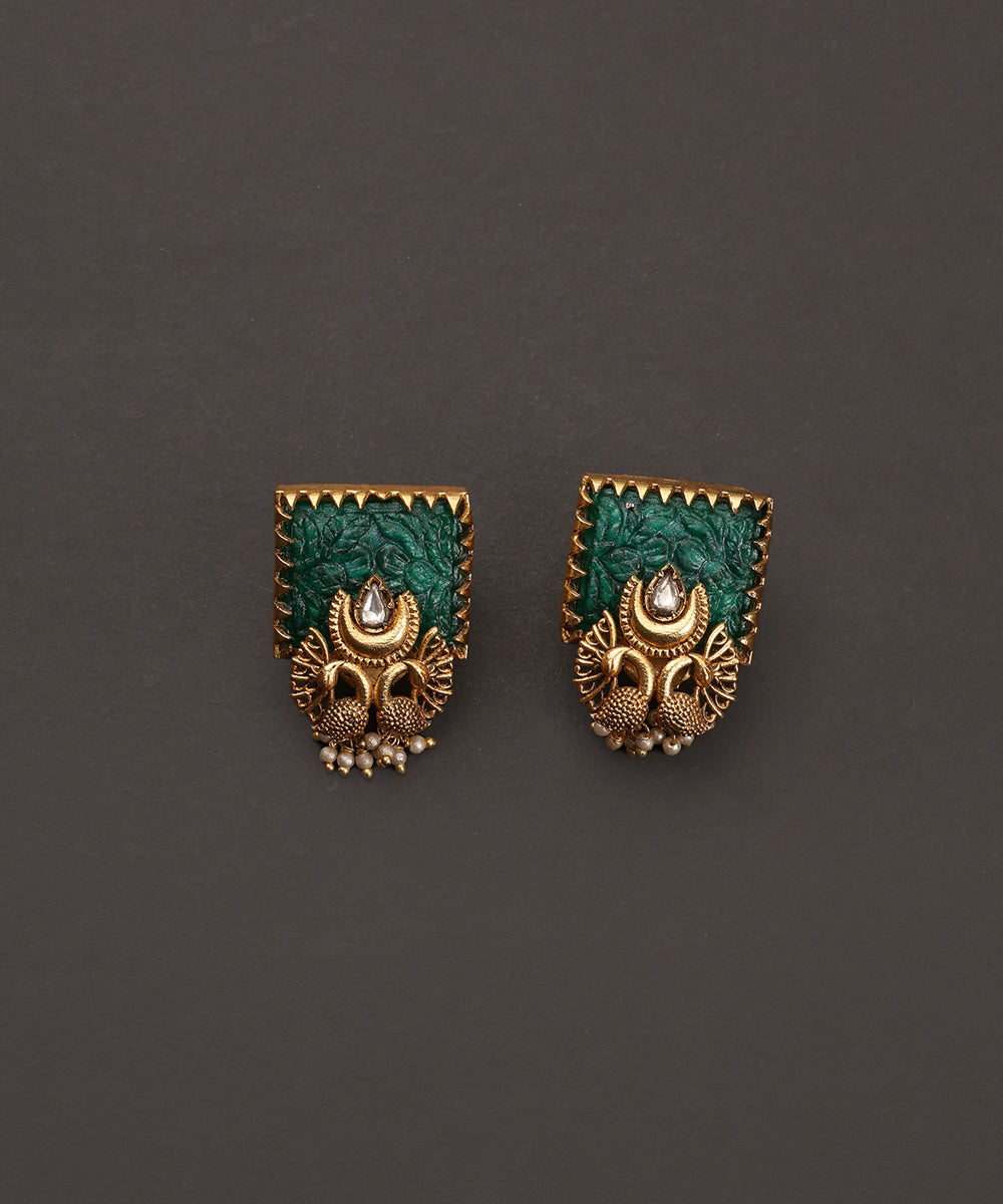Gul_Handcrafted_Alloy_Gold_Plated_Earrings_With_Peacock_Motifs_And_Semi_Precious_Stones_WeaverStory_02