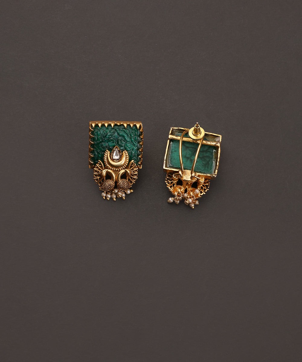 Gul_Handcrafted_Alloy_Gold_Plated_Earrings_With_Peacock_Motifs_And_Semi_Precious_Stones_WeaverStory_03