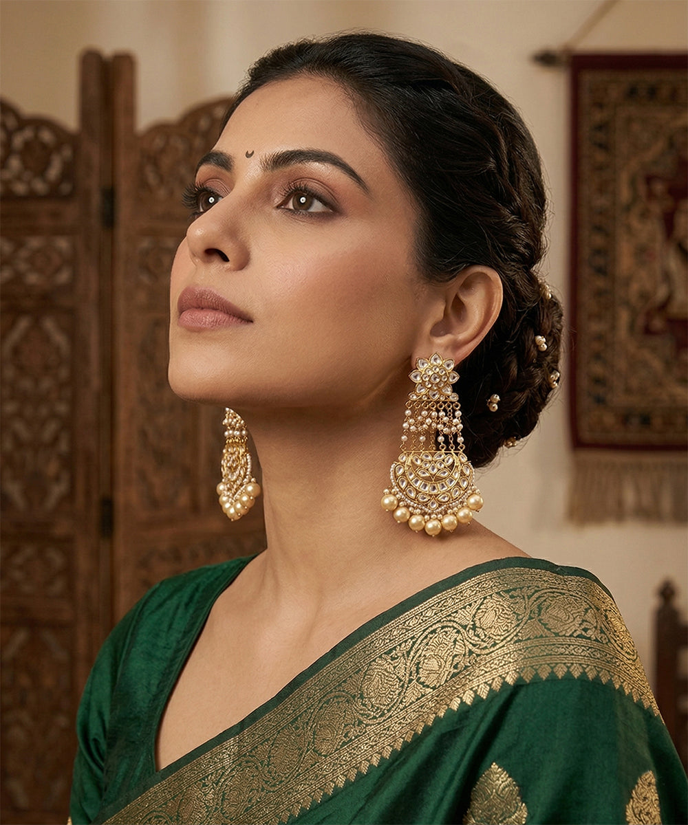 Gulshan Handcrafted Gold Plated Earrings With Semi Precious Stones