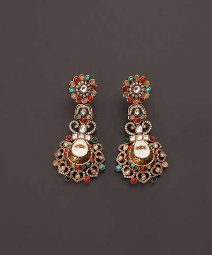Guneet_Handcrafted_Alloy_Gold_Plated_Earrings_With_Colourful_Semi_Precious_Stones_WeaverStory_02