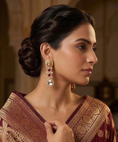 Sameera Handcrafted Gold Plated Alloy Earrings With Semi Precious Stones