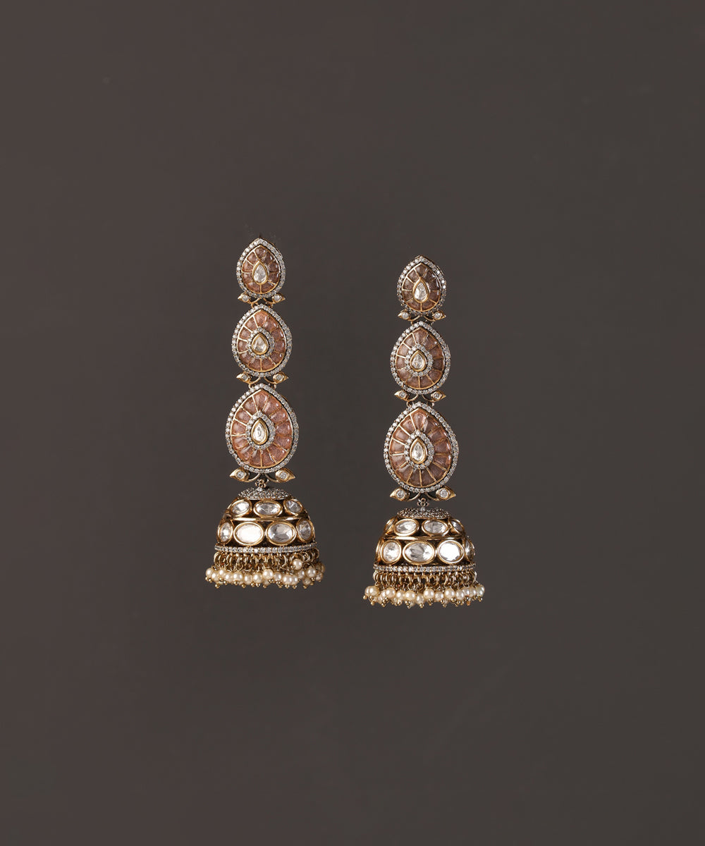 Sheena_Handcrafted_Alloy_Gold_Plated_Earrings_With_Semi_Precious_Stones_WeaverStory_02