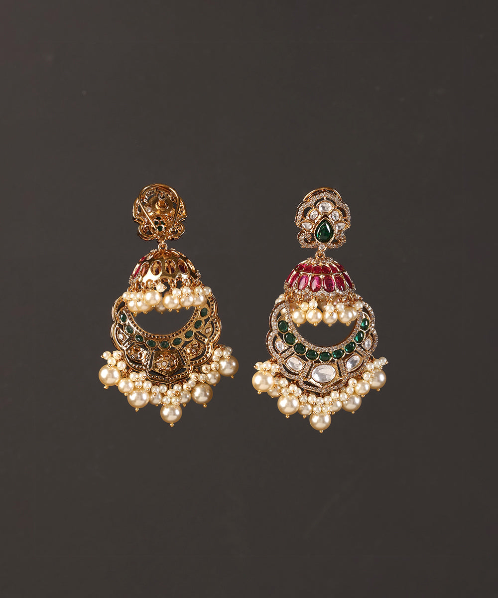 Diza_Handcrafted_Alloy_Gold_Plated_Chandbali_Earrings_With_Semi_Precious_Stones_And_Pearls_WeaverStory_03
