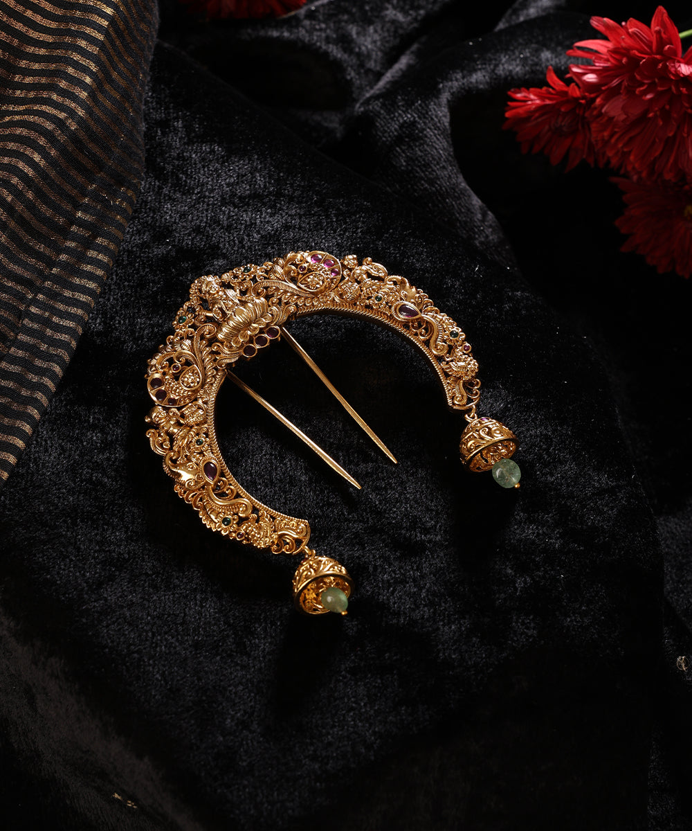 Sahara_Handcrafted_Alloy_Gold_Plated_Hair_Pin_With_Semp_Precious_Stones_WeaverStory_01