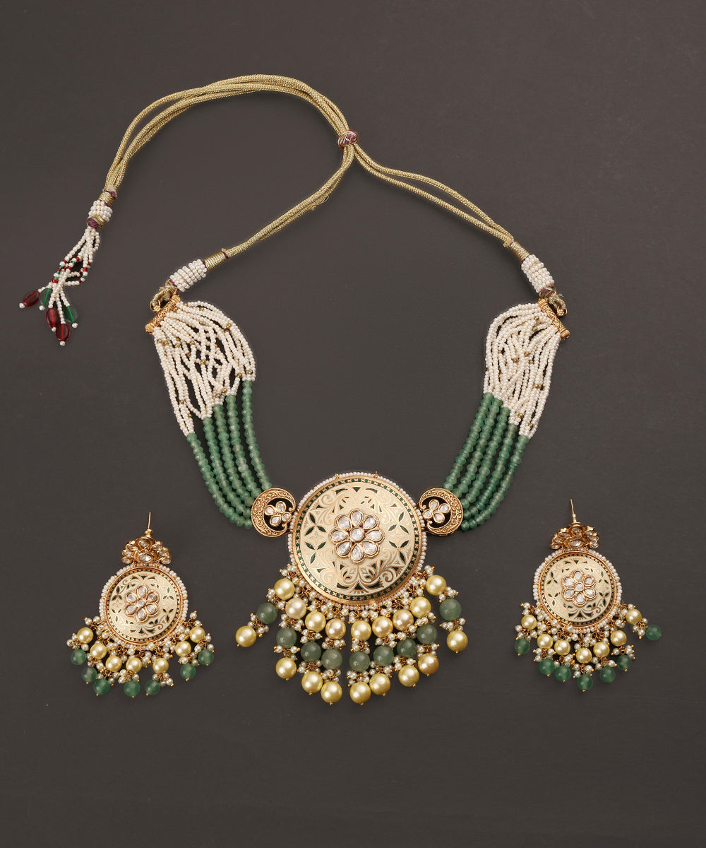 Saloni_Handcrafted_Alloy_Gold_Plated_Necklace_Set_With_Semi_Precious_Stones_And_Multistrand_Pearl_Ladi_WeaverStory_02
