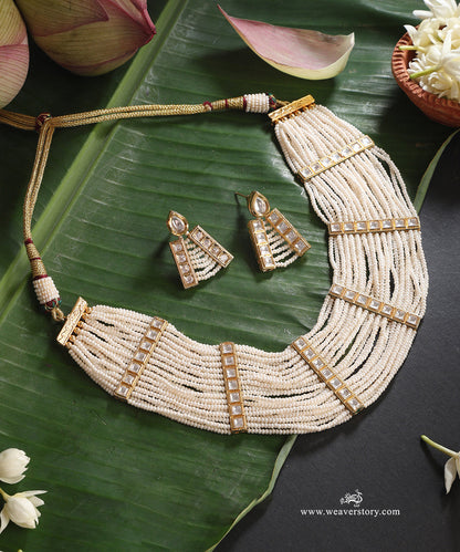 Ariba_Handcrafted_Alloy_Multistrand_Moti_Necklace_Set_With_Gold_Plating_WeaverStory_01