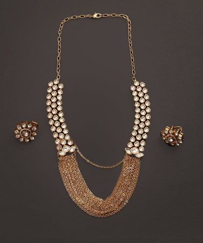 Wahida_Handcrafted_Alloy_Gold_Plated_Multi_Strand_Necklace_Set_With_Semi_Pecious_Stones_WeaverStory_02