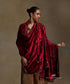 Red_Hand_Embroidered_Silk_Velvet_Doshala_With_Contrast_Chanderi_Tissue_Border_WeaverStory_01